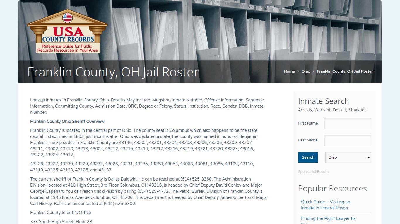Franklin County, OH Jail Roster | Name Search