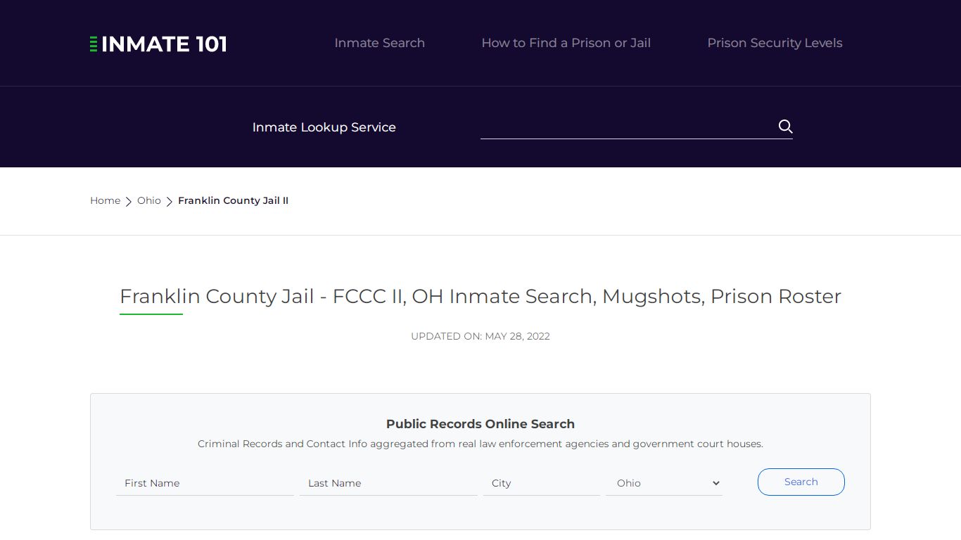 Franklin County Jail - FCCC II, OH Inmate Search, Mugshots ...
